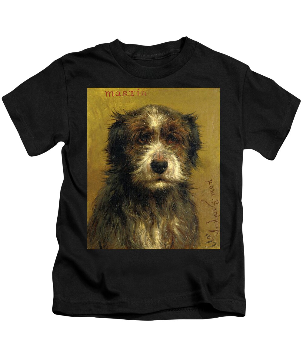 Rosa Bonheur Kids T-Shirt featuring the painting Martin, a Terrier by Rosa Bonheur