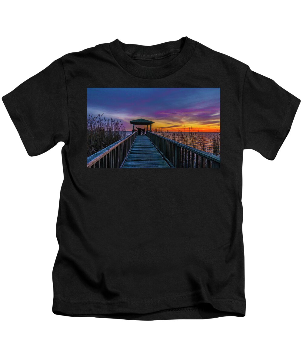 Sunrise Kids T-Shirt featuring the photograph Mattamuskeet Lake by Donald Brown