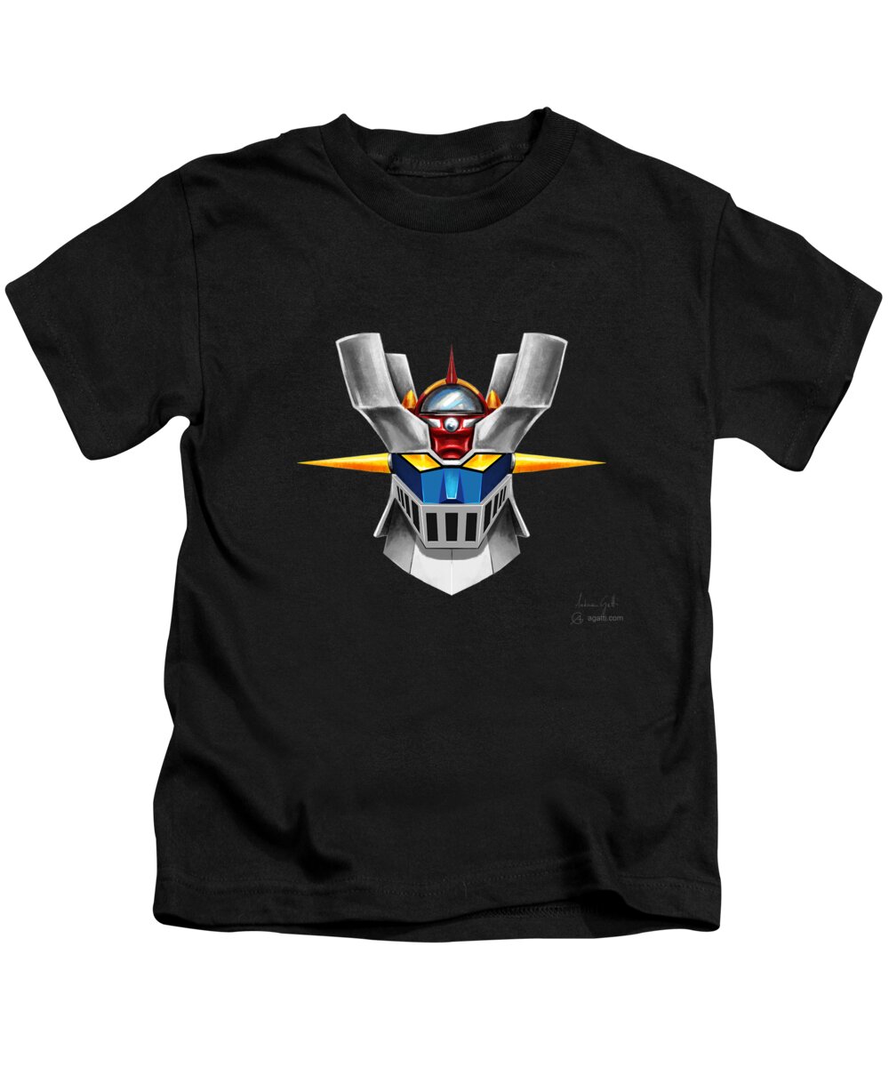 Sci-fi Kids T-Shirt featuring the digital art Mazinger Z by Andrea Gatti