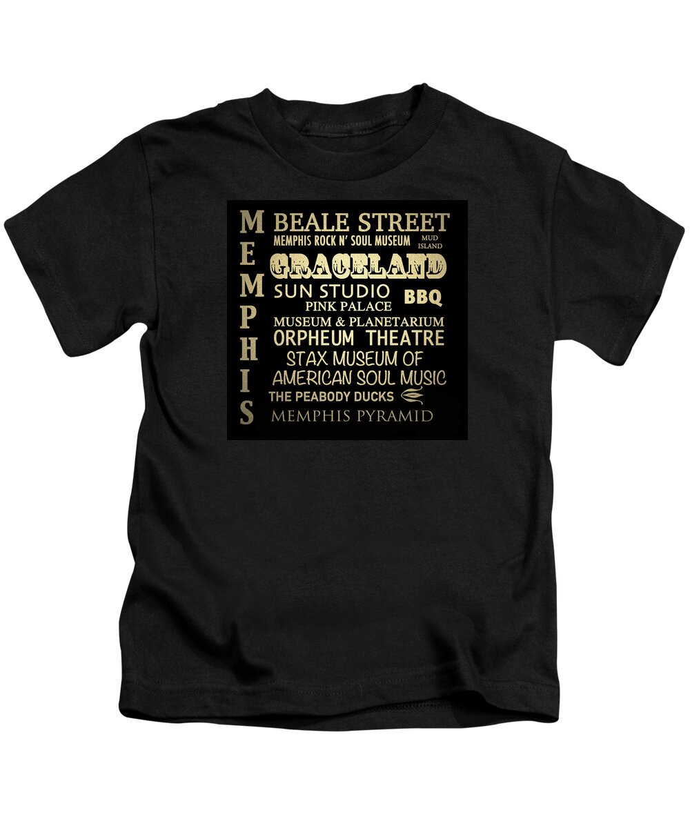Memphis Kids T-Shirt featuring the digital art Memphis Tennessee Famous Landmarks by Patricia Lintner
