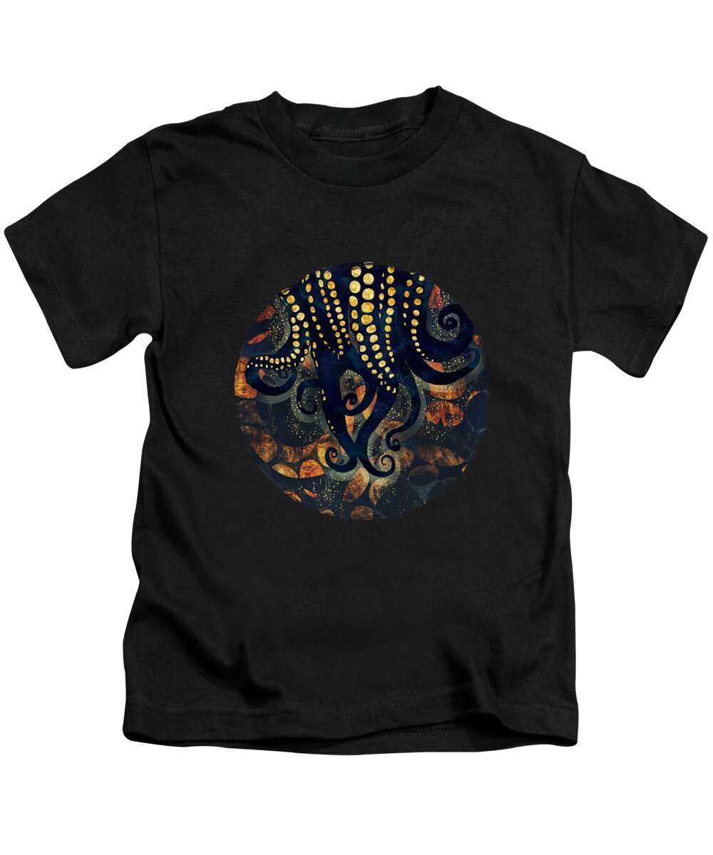 Metallic Kids T-Shirt featuring the digital art Metallic Ocean by Spacefrog Designs