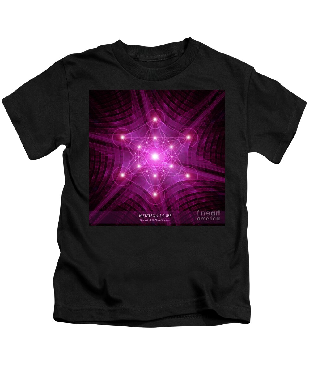 Metatrons Cube Kids T-Shirt featuring the digital art Metatron's Cube by Alexa Szlavics
