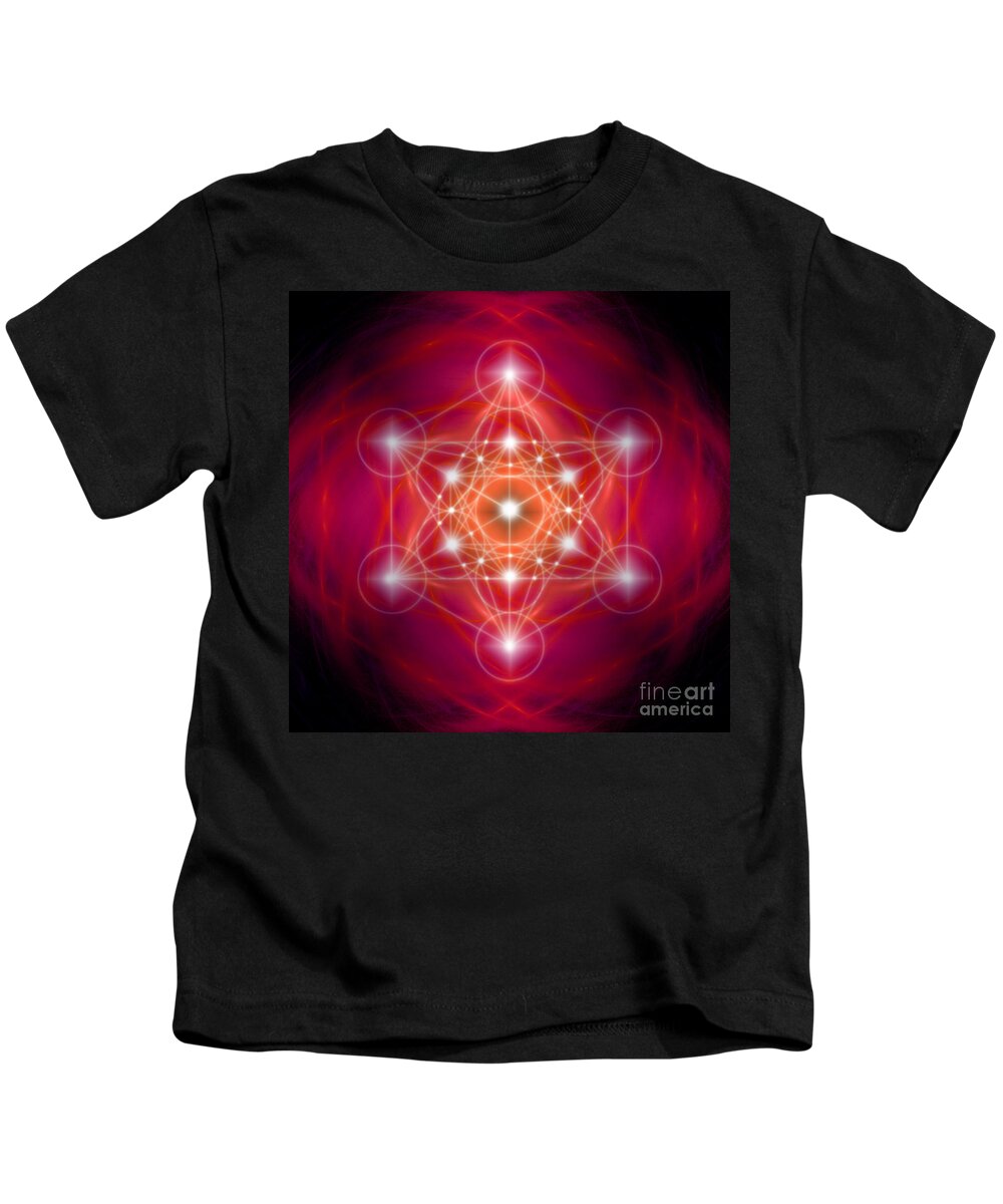 Spirituality Kids T-Shirt featuring the digital art Metatron's Cube female energy by Alexa Szlavics