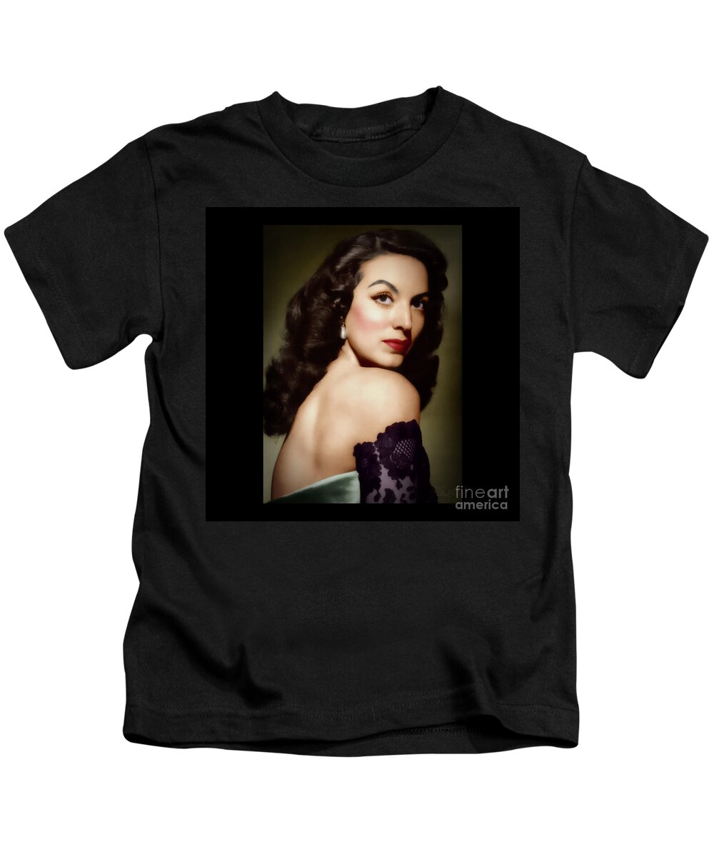 Actress Kids T-Shirt featuring the photograph Mexicanas - Maria Felix by Marisol VB