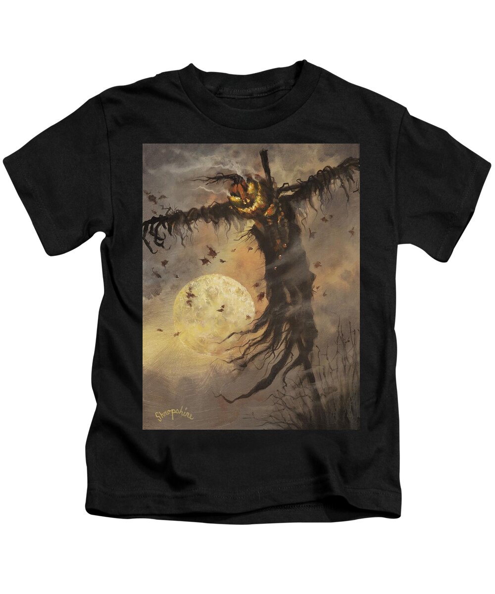 Halloween Kids T-Shirt featuring the painting Mister Halloween by Tom Shropshire