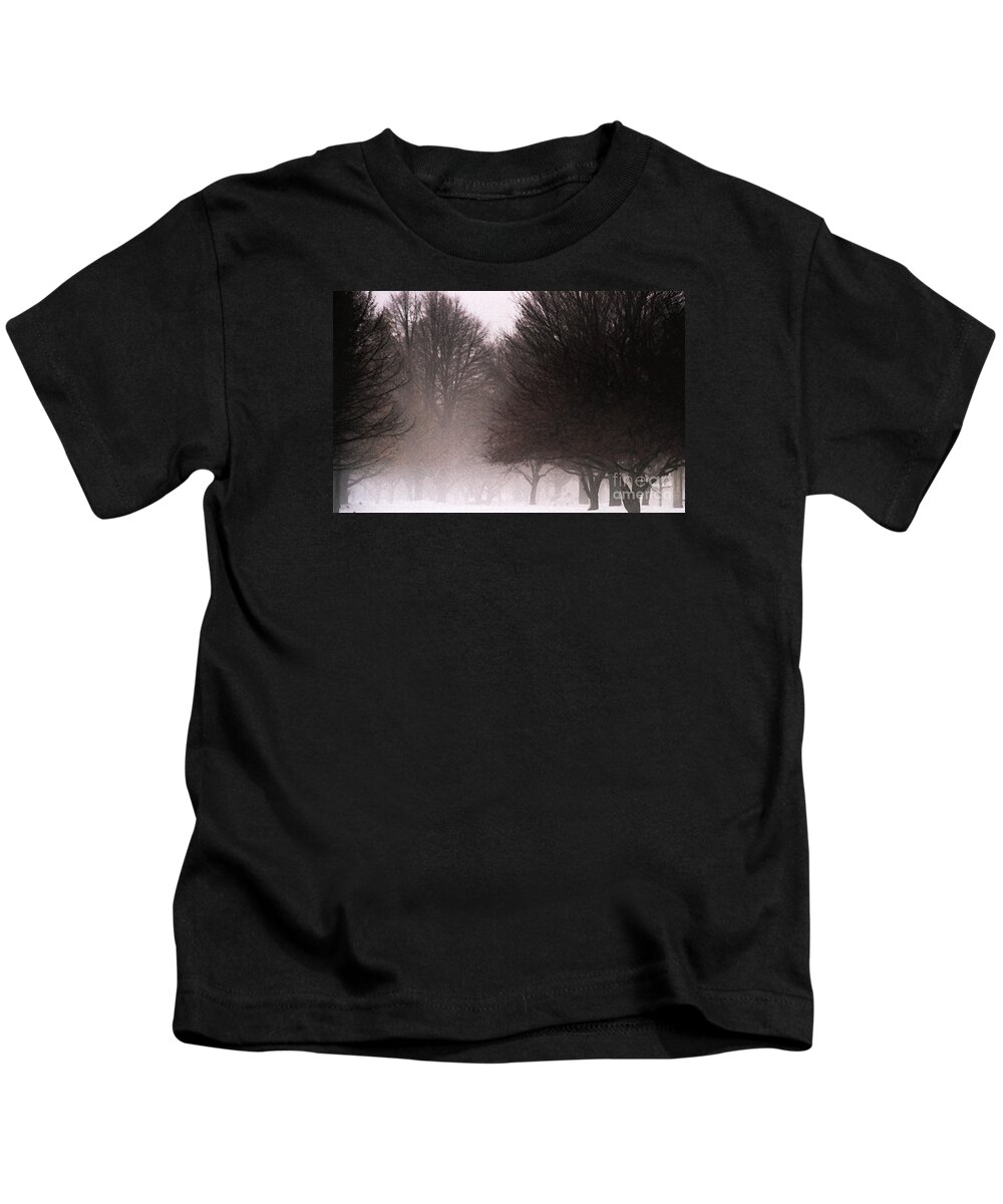 Tree Kids T-Shirt featuring the photograph Misty by Linda Shafer