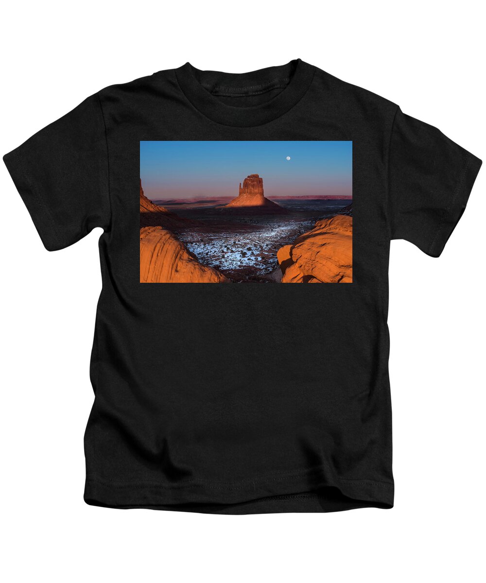 Utah Kids T-Shirt featuring the photograph Monument Valley by Larry Marshall