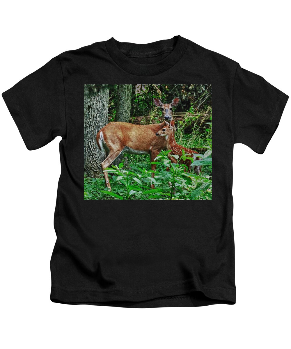Deer Kids T-Shirt featuring the photograph Mother and Child by Mark Fuller