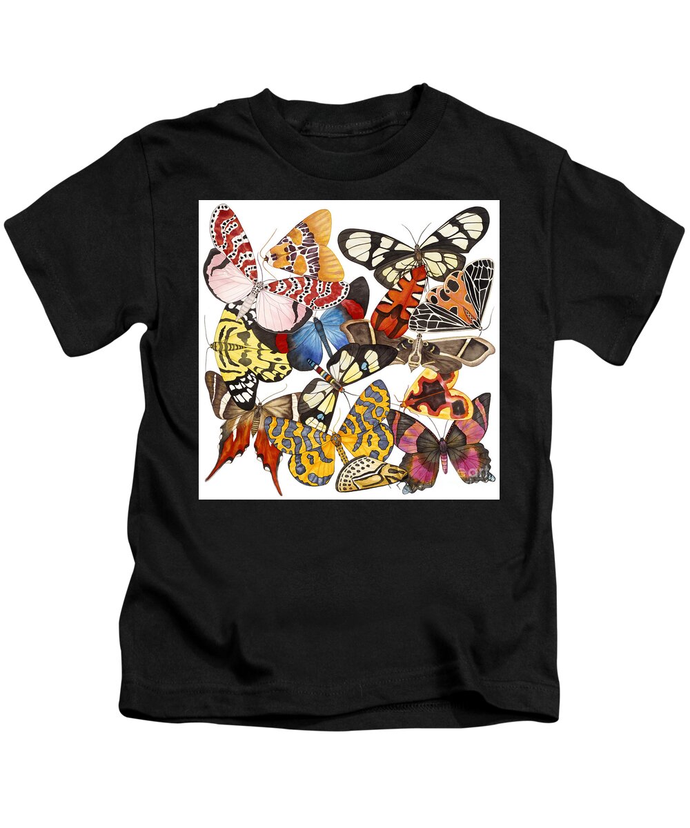 Moths Kids T-Shirt featuring the painting Moths and More Moths by Lucy Arnold