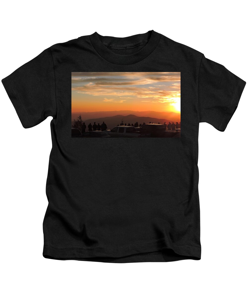 Sunset Kids T-Shirt featuring the photograph Mountain Sunset Silhouettes by William Slider