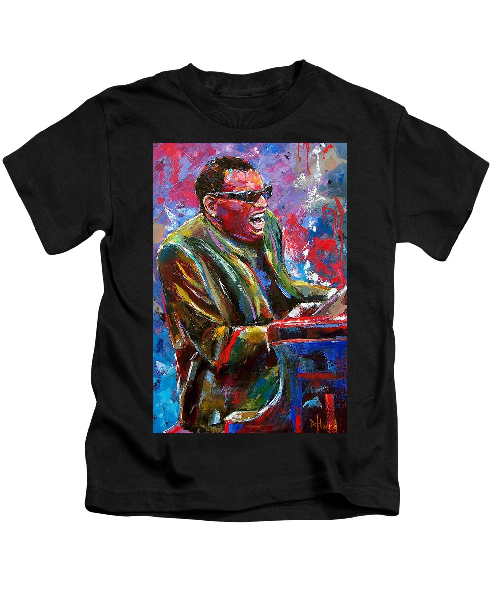 Ray Charles Kids T-Shirt featuring the painting Mr. Ray by Debra Hurd