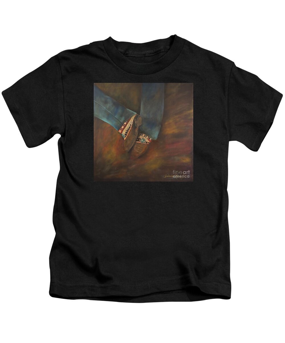 Boho Kids T-Shirt featuring the painting My Boho Boots by Deborha Kerr