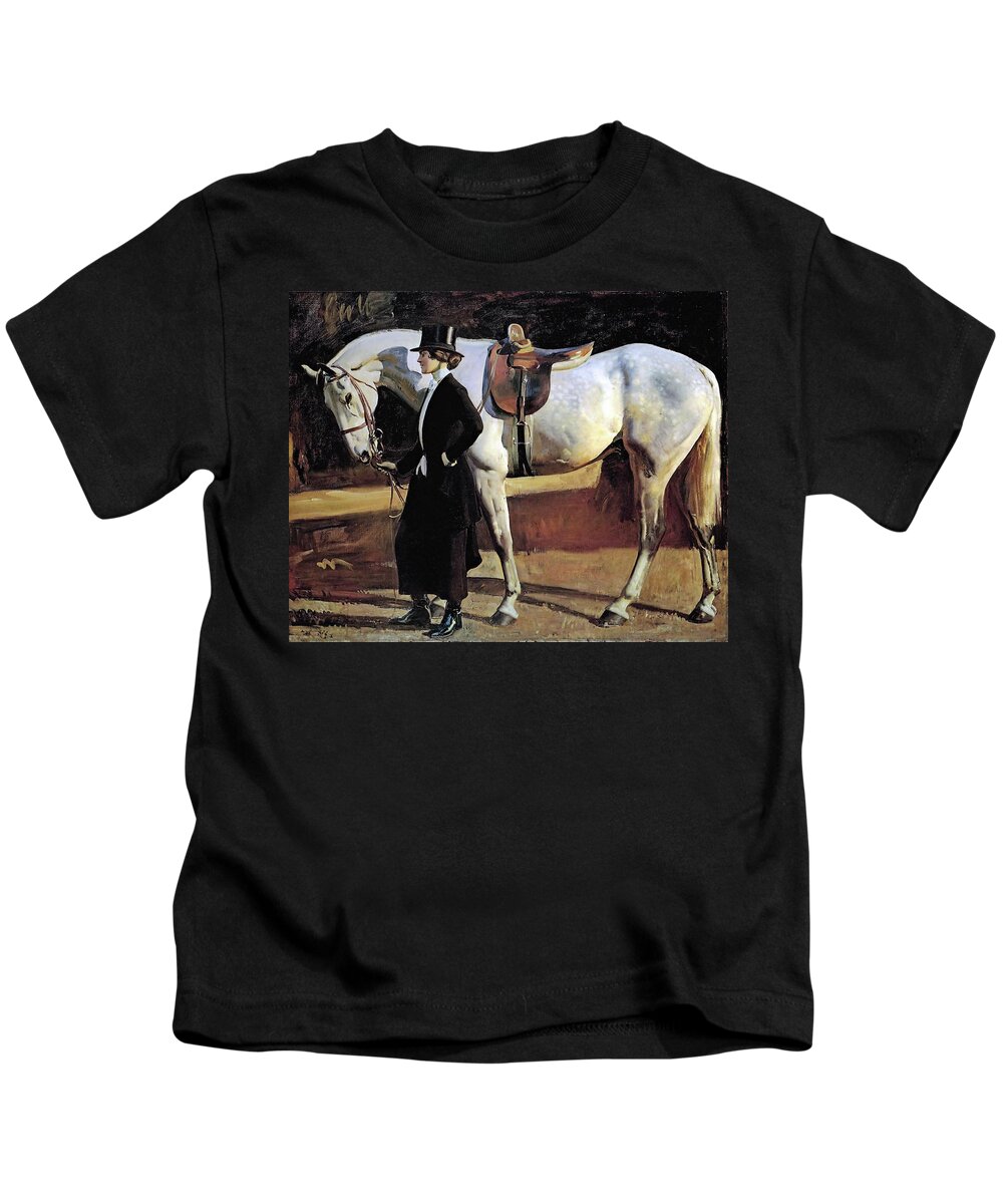 Alfred James Munnings Kids T-Shirt featuring the painting My Horse is my Friend by Alfred James Munnings