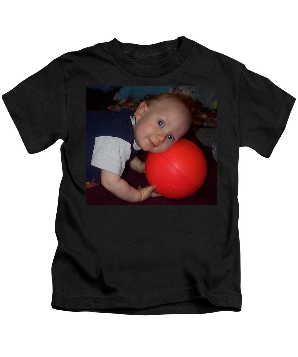 Ball Baby Boy Pillow Sweet Loving Blue Kids T-Shirt featuring the photograph My Pillow by Cindy New