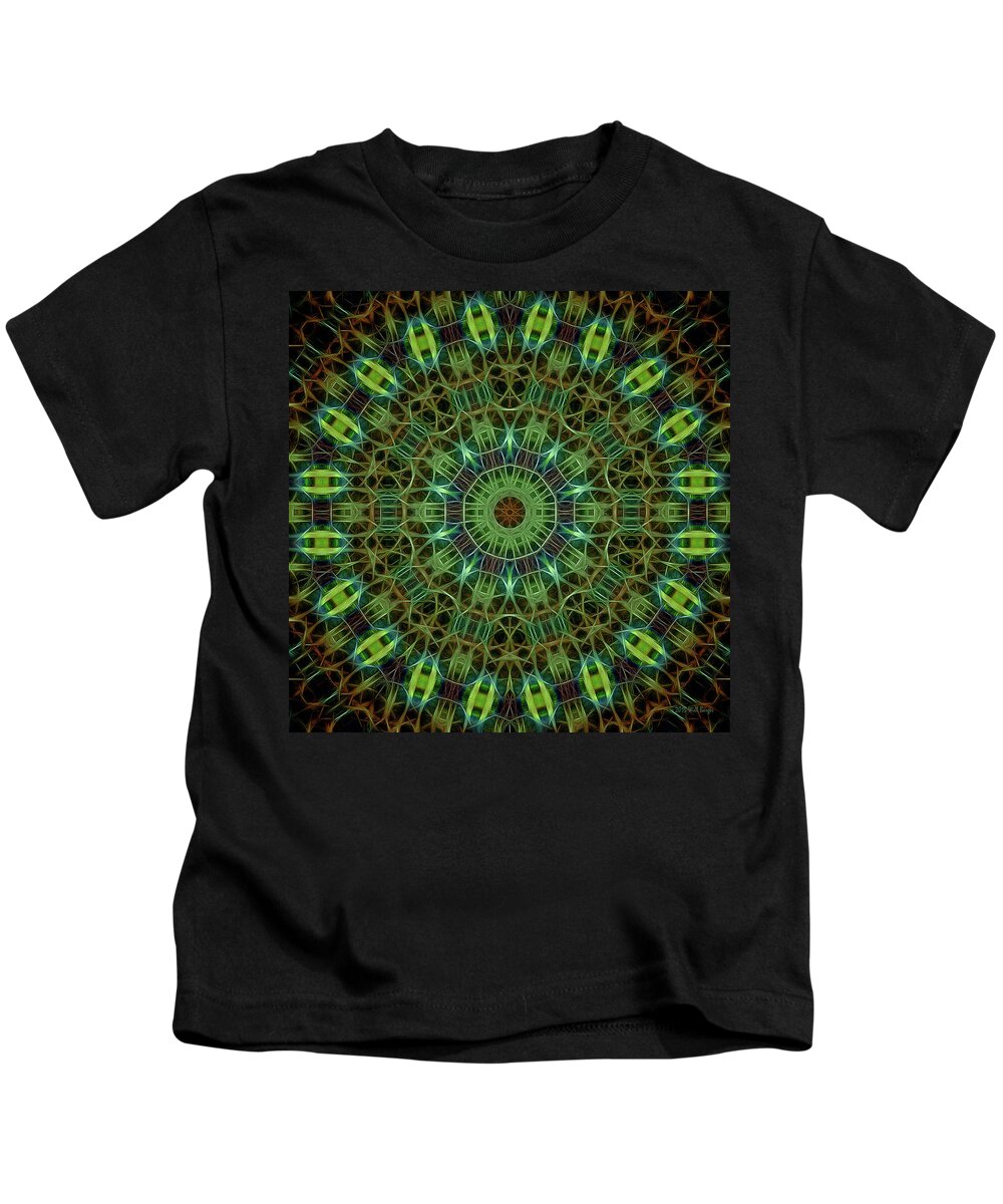 Tao Kids T-Shirt featuring the painting Neon Mandala, Nbr 19F by Will Barger