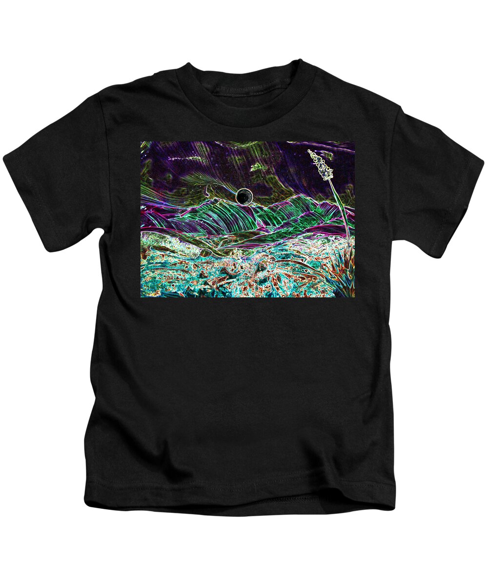 Encaustic Kids T-Shirt featuring the painting Neon Moon by Melinda Etzold