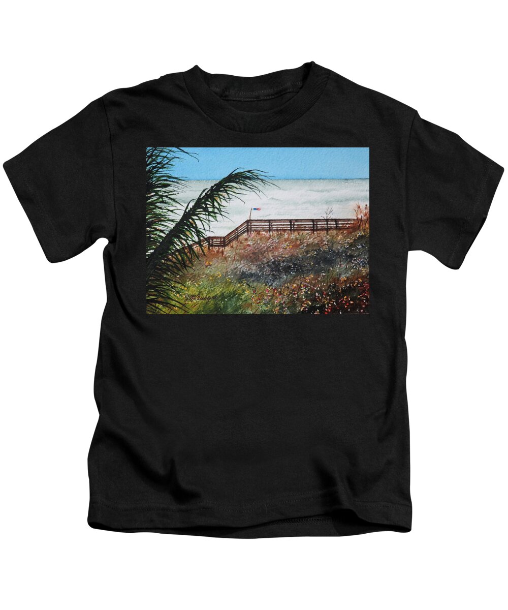 Florida Kids T-Shirt featuring the painting Nice But Windy by Joseph Burger