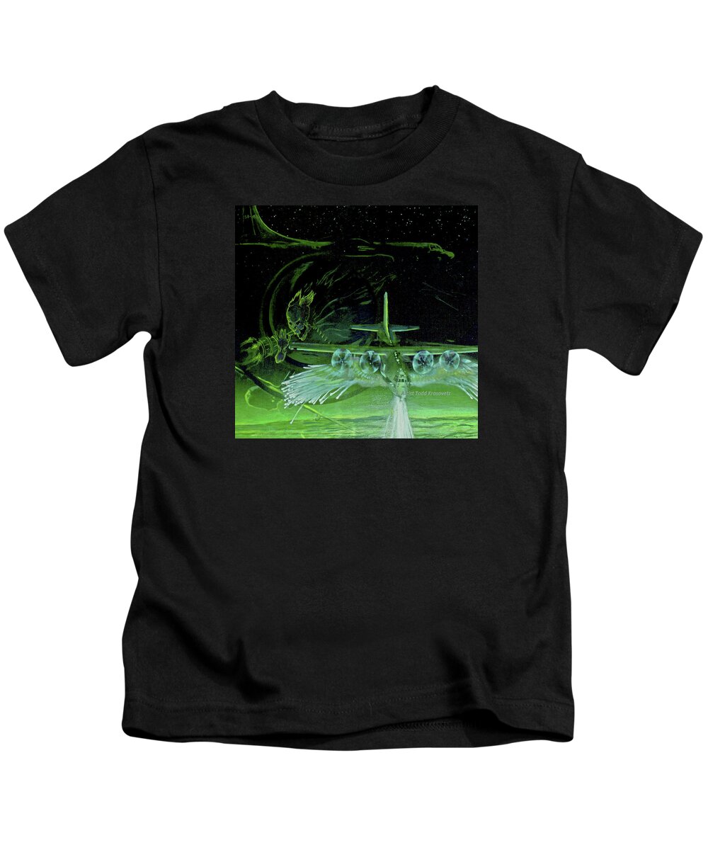 Military Art Kids T-Shirt featuring the painting Night Angels by Todd Krasovetz