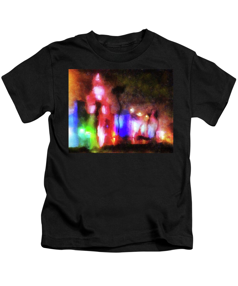 Night Kids T-Shirt featuring the digital art Night City Lights by Frances Miller