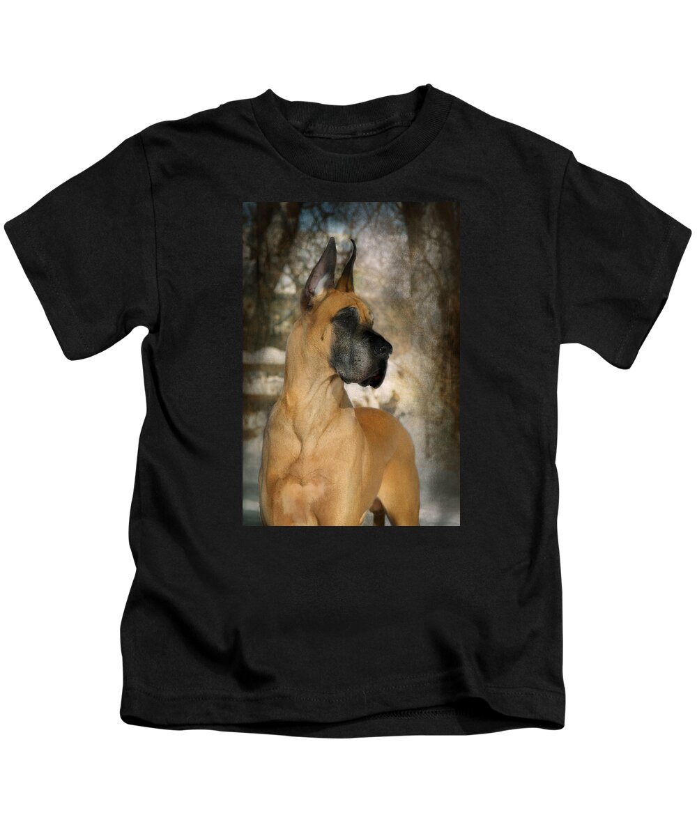 Great Dane Kids T-Shirt featuring the photograph 'Notredanes Andre' by Fran J Scott