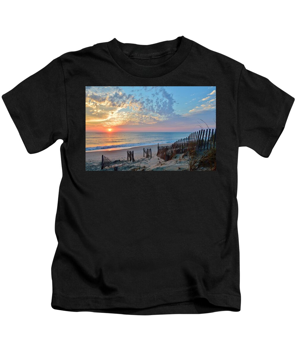 Obx Sunrise Kids T-Shirt featuring the photograph OBX Sunrise September 7 by Barbara Ann Bell