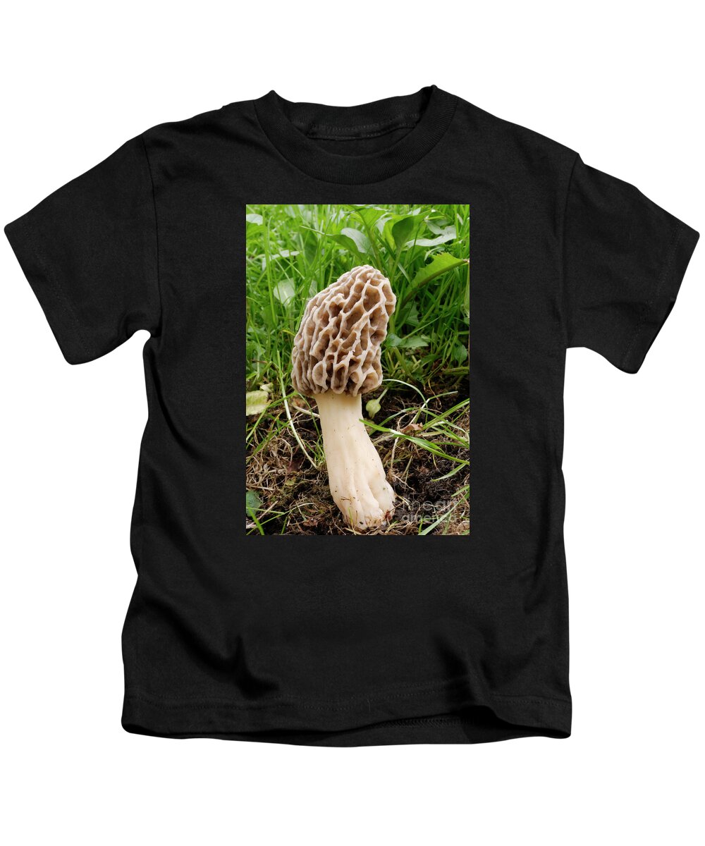 Fungi Kids T-Shirt featuring the photograph One Fine Morel by Randy Bodkins