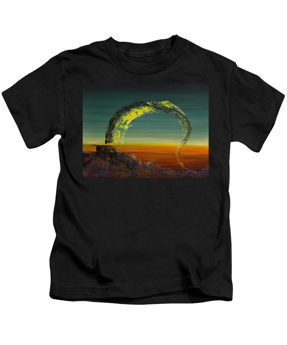 Derek Kaplan Art Kids T-Shirt featuring the painting Opt.13.16 Arizona Sunset by Derek Kaplan