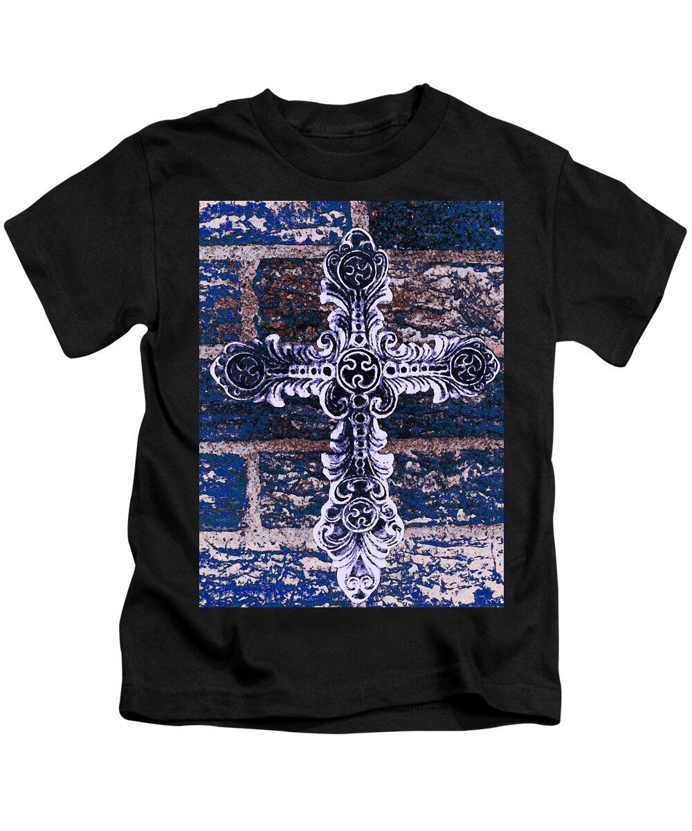 Iron Kids T-Shirt featuring the photograph Ornate Cross 2 by Angelina Tamez