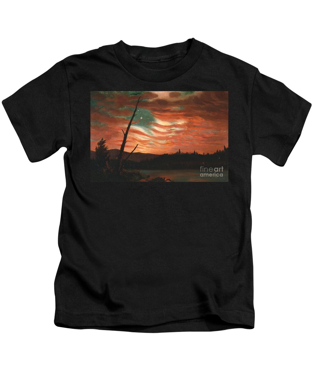 Our Kids T-Shirt featuring the painting Our Banner in the Sky by Frederic Edwin Church