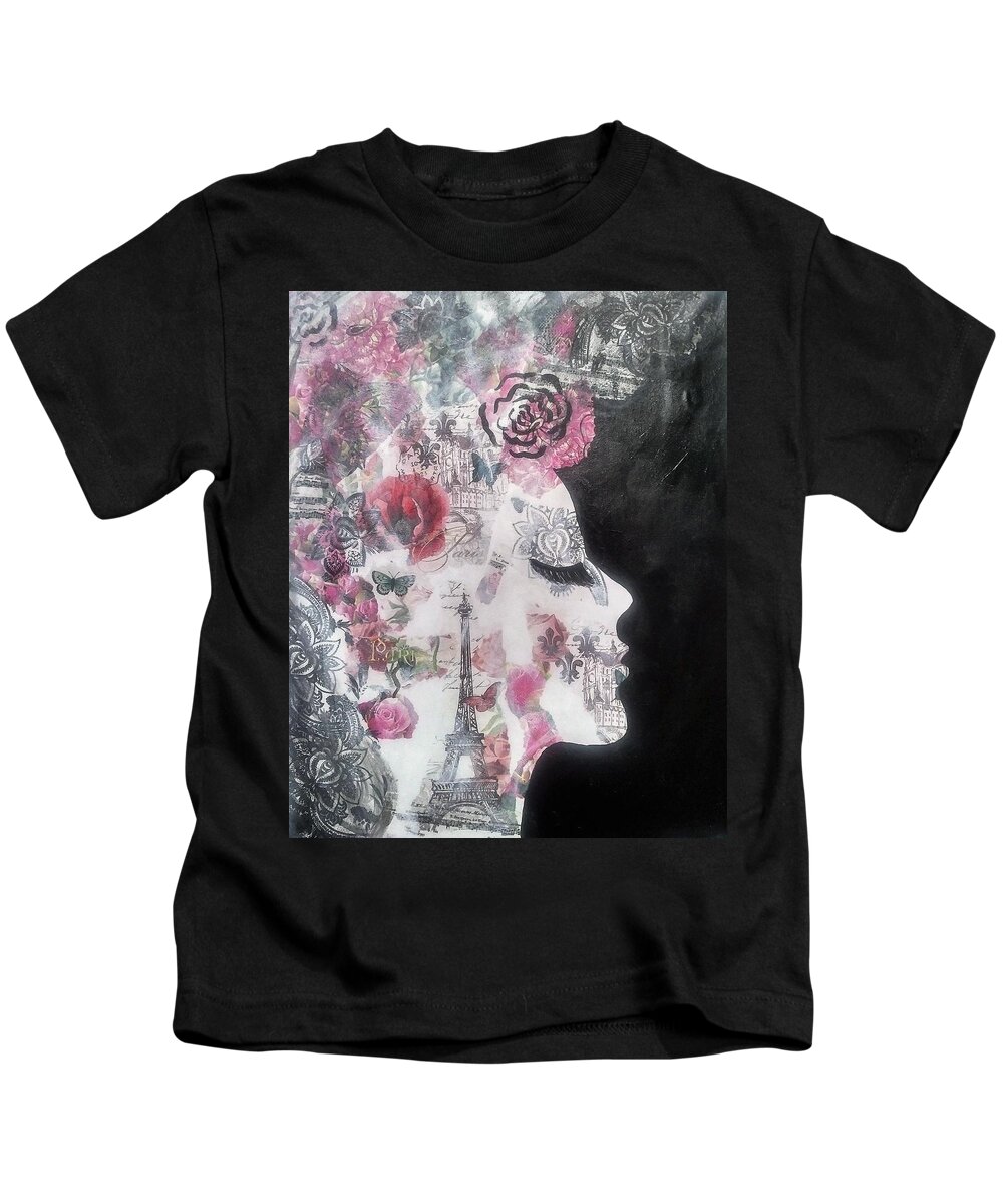 Paris Kids T-Shirt featuring the painting Paris Lady in Spring by Lynne McQueen