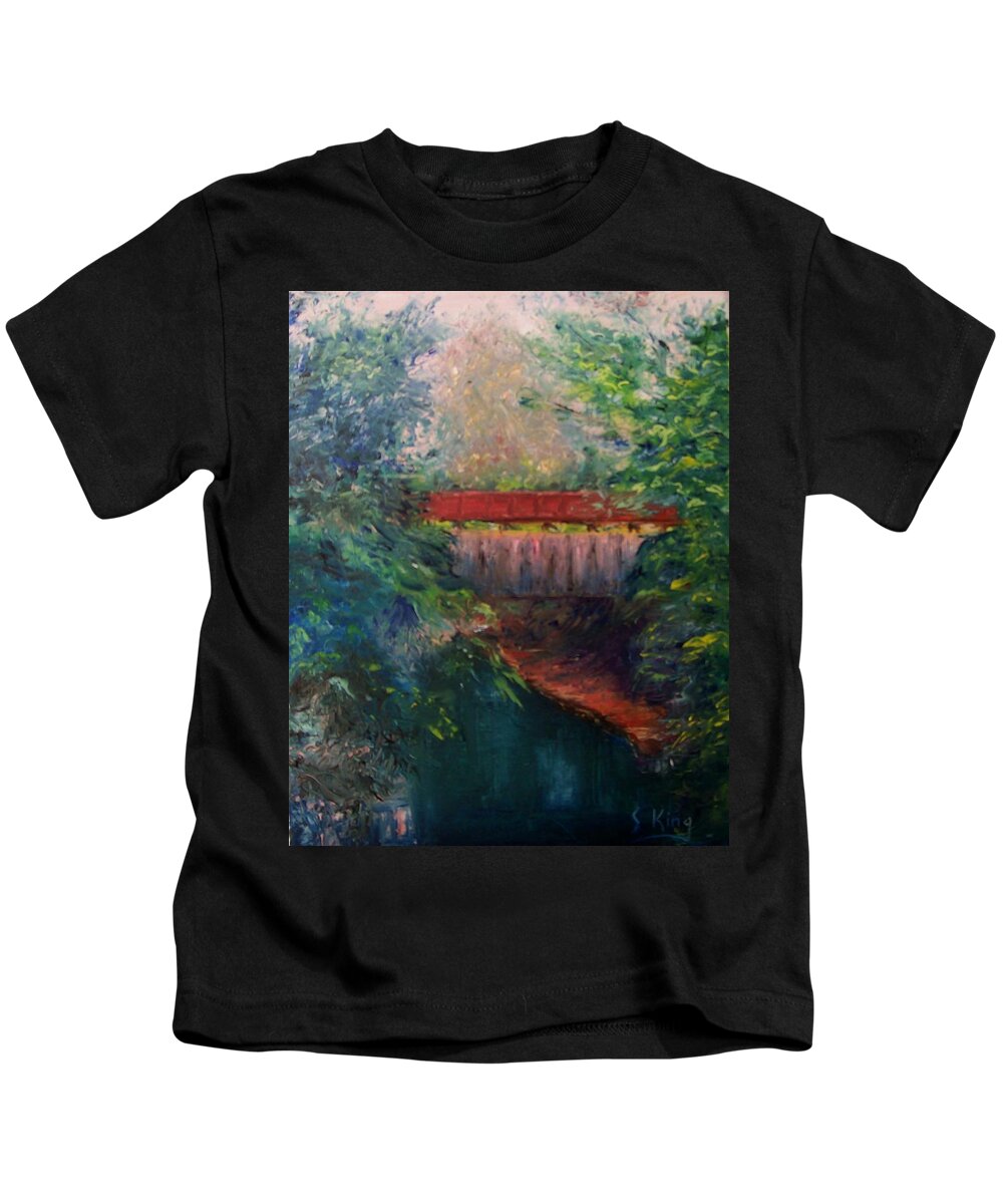 Landscape Kids T-Shirt featuring the painting Parke County by Stephen King