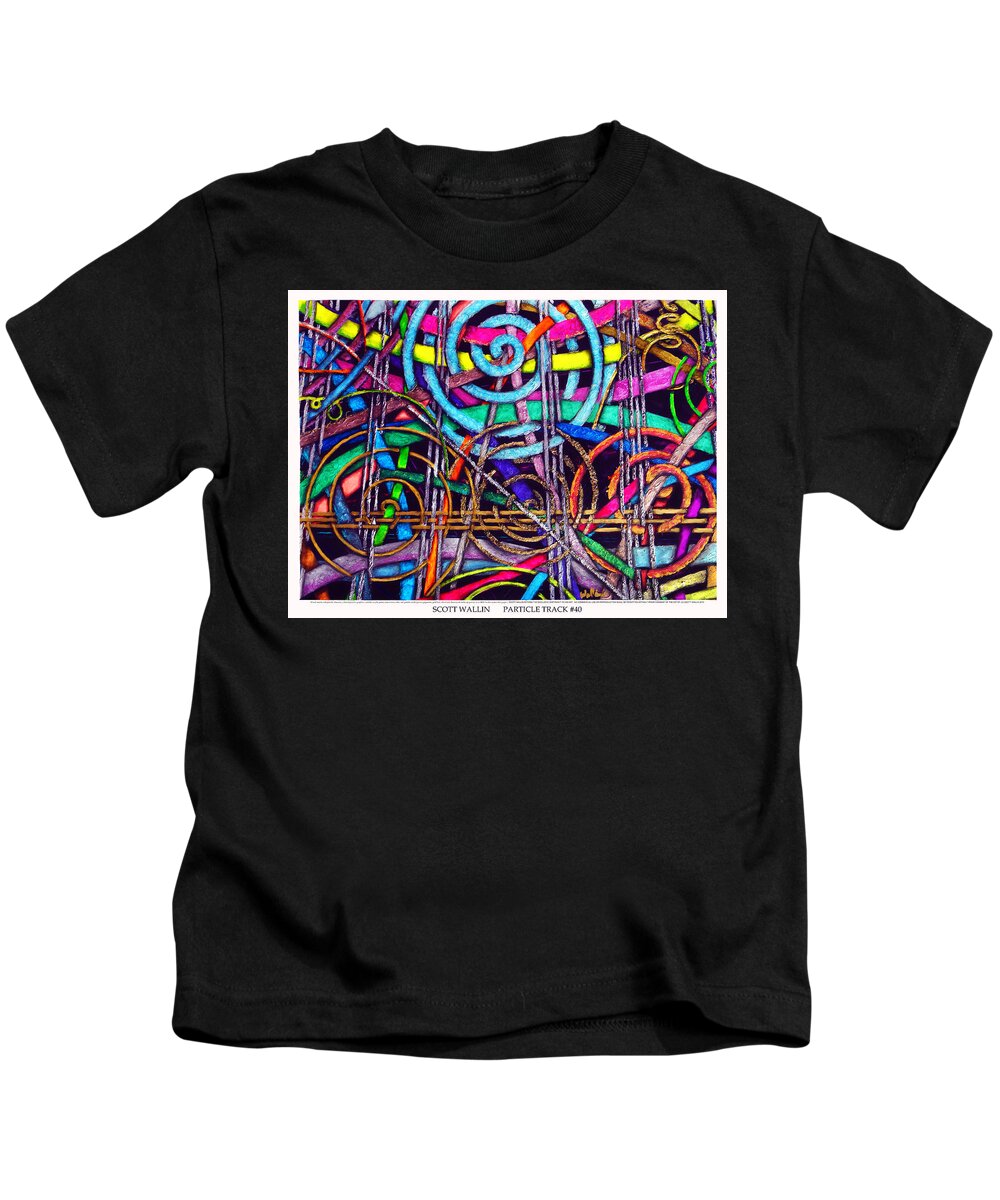 Abstract Kids T-Shirt featuring the painting Particle Track Forty by Scott Wallin