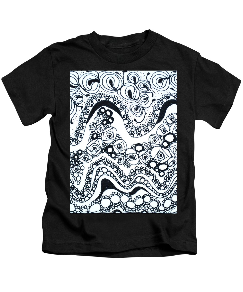 Zentangle Kids T-Shirt featuring the drawing Pebbles by Carole Brecht