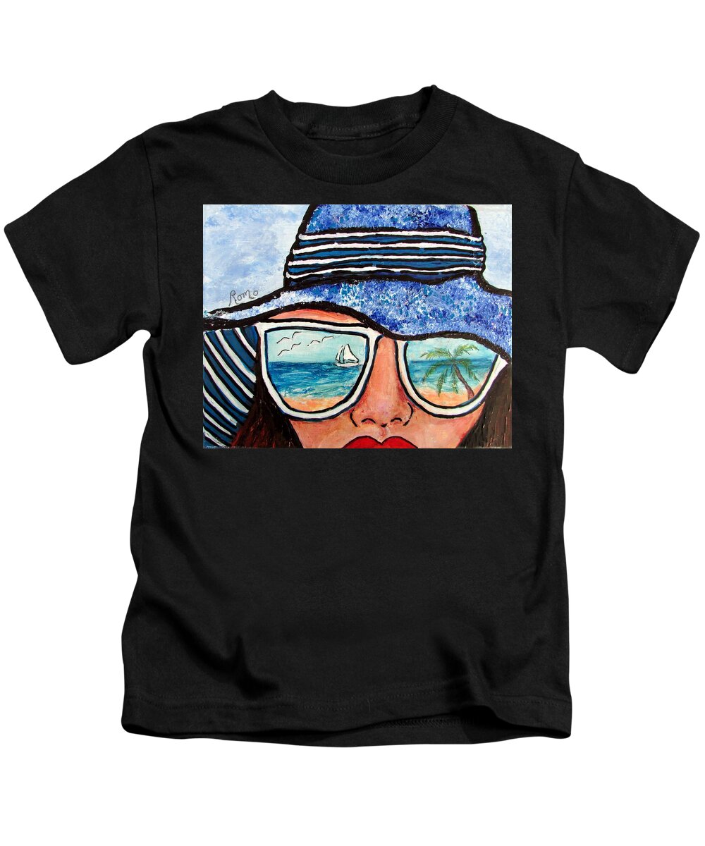 Sunglasses Kids T-Shirt featuring the painting Perfect Vision by Robin Monroe