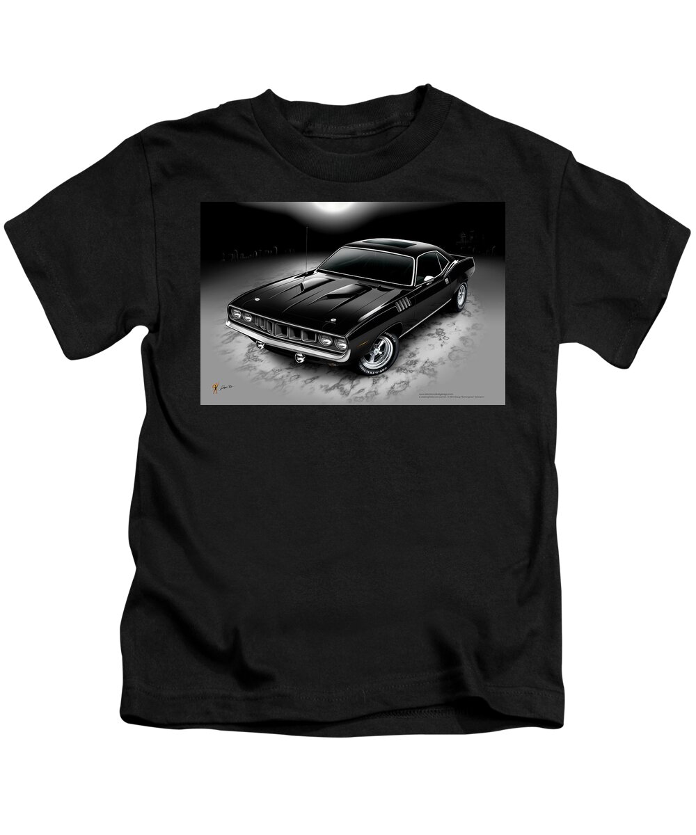 71 Cuda Kids T-Shirt featuring the digital art Phantasm 71 Cuda by Doug Schramm