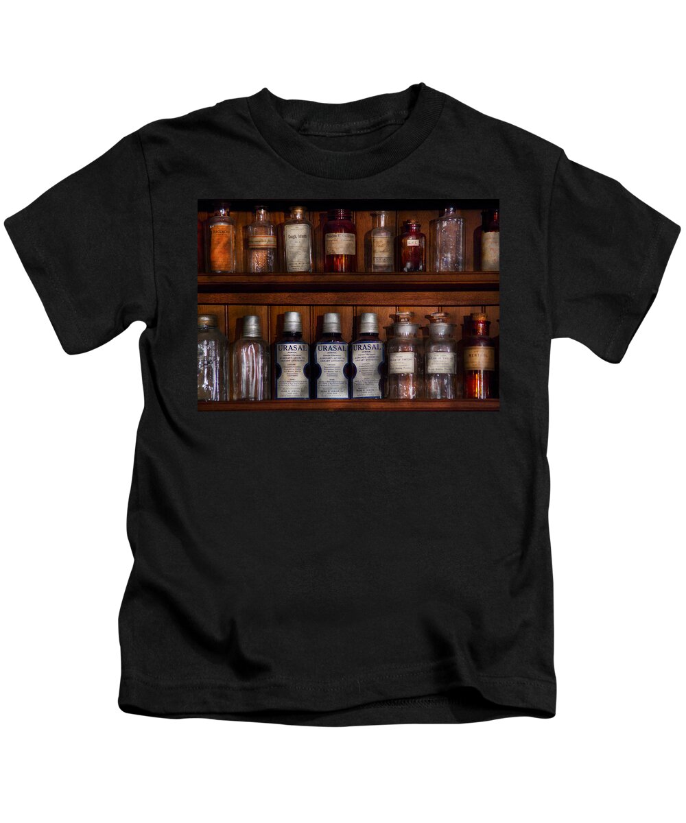 Savad Kids T-Shirt featuring the photograph Pharmacy - Bonafide Cures by Mike Savad