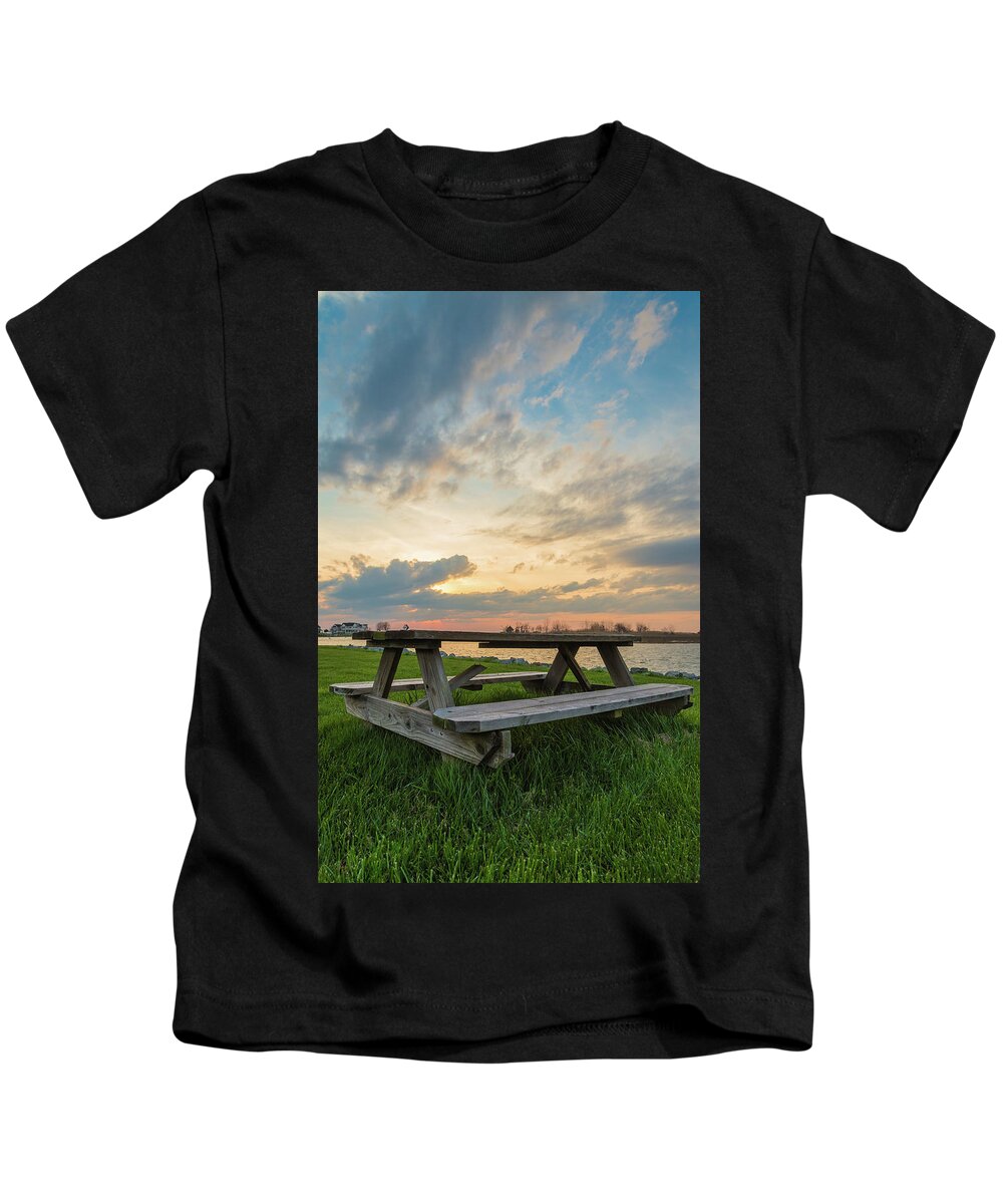 Knapps Narrows Kids T-Shirt featuring the photograph Picnic Time by Kristopher Schoenleber