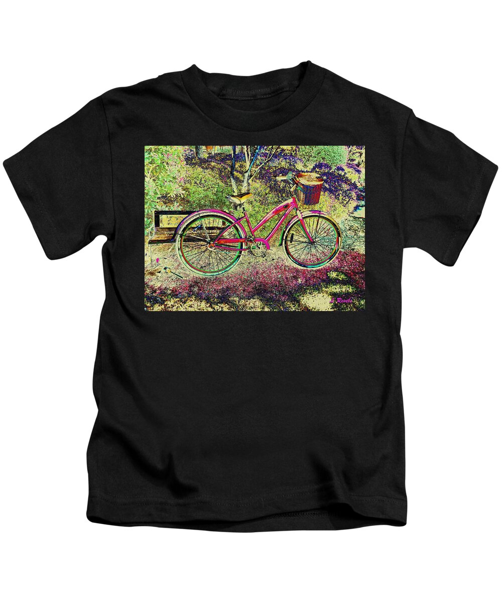 Bicycle Kids T-Shirt featuring the photograph Pink Bicycle by Leslie Revels