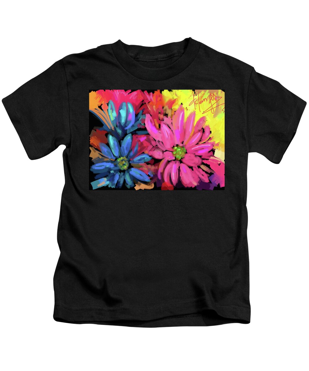 Flower Kids T-Shirt featuring the painting Pink Flower by DC Langer