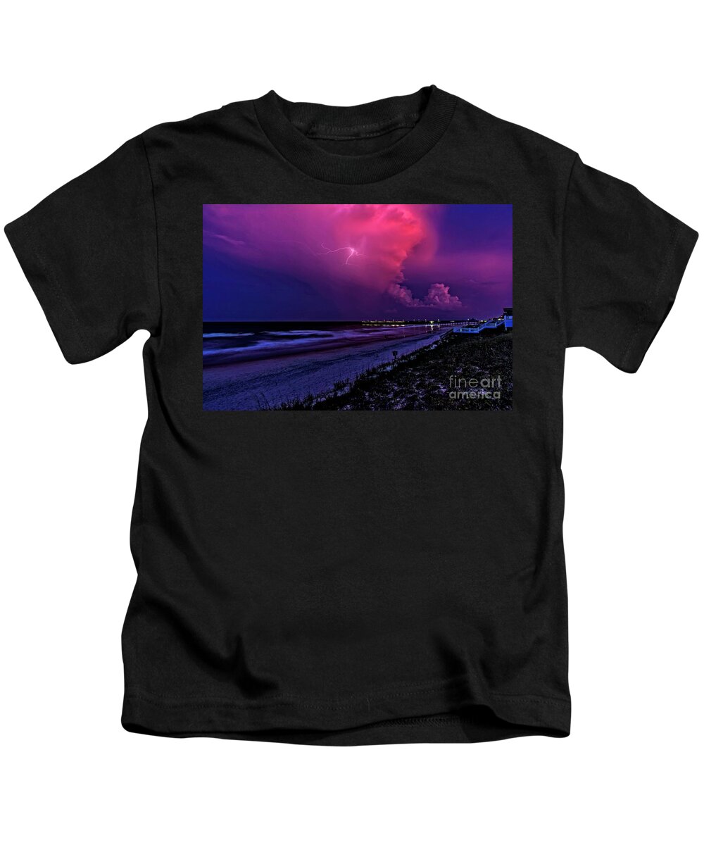 Surf City Kids T-Shirt featuring the photograph Pink Lightning by DJA Images