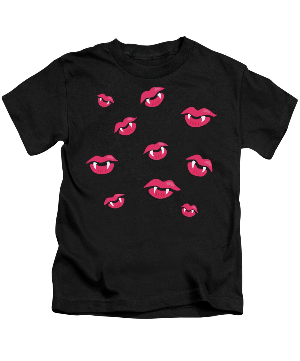 Vampire Kids T-Shirt featuring the digital art Pink Mouths With Vampire Teeth by Boriana Giormova