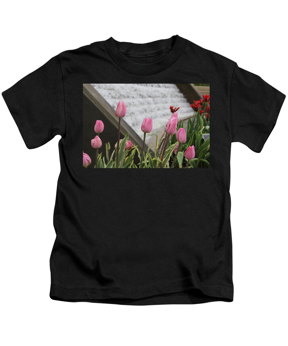 Tulips Kids T-Shirt featuring the photograph Pink Tulips by Allen Nice-Webb