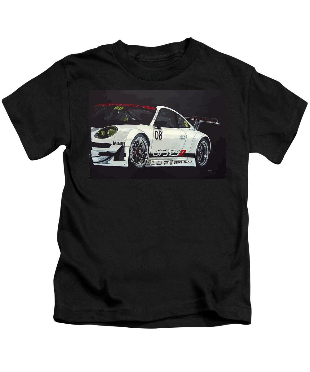Car Kids T-Shirt featuring the painting Porsche GT3 RSR by Richard Le Page