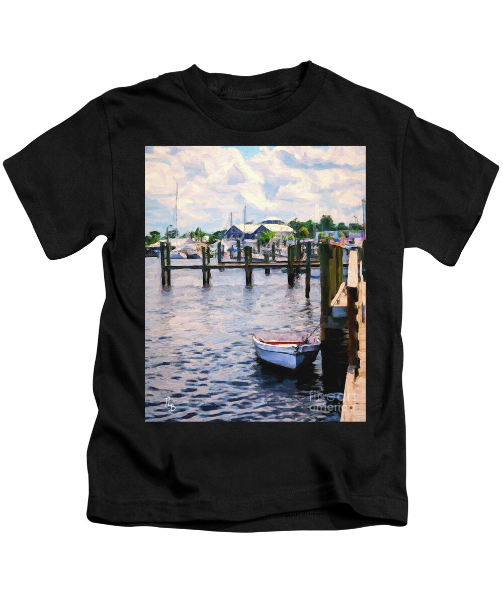 Port Salerno Kids T-Shirt featuring the painting Port Salerno by Tammy Lee Bradley