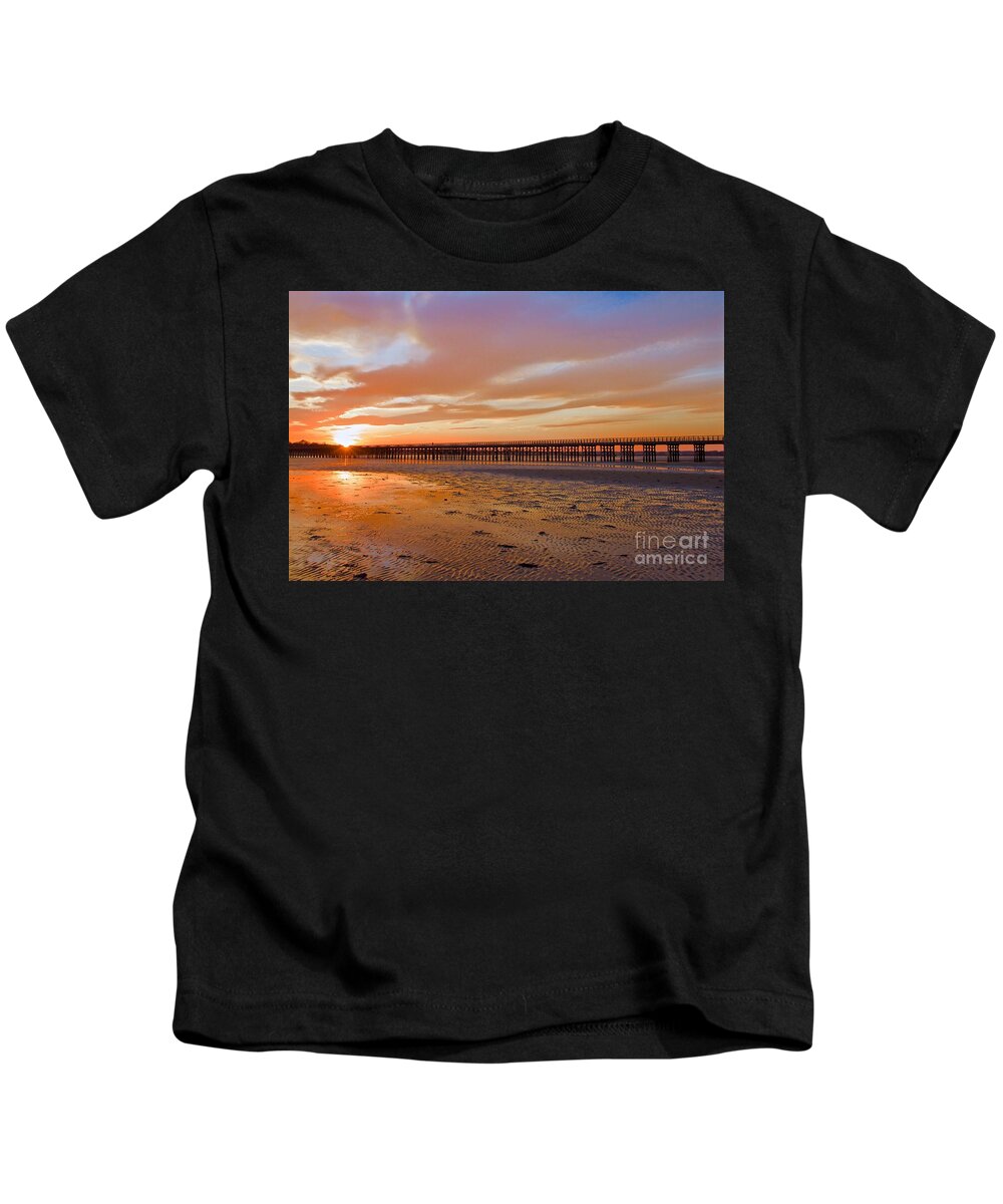 Powder Point Bridge Kids T-Shirt featuring the photograph Powder Point Bridge Duxbury by Amazing Jules