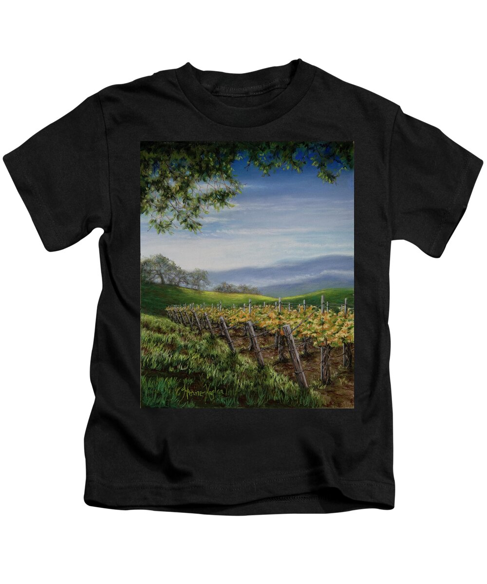Vineyards Kids T-Shirt featuring the pastel Private Selection by Denise Horne-Kaplan