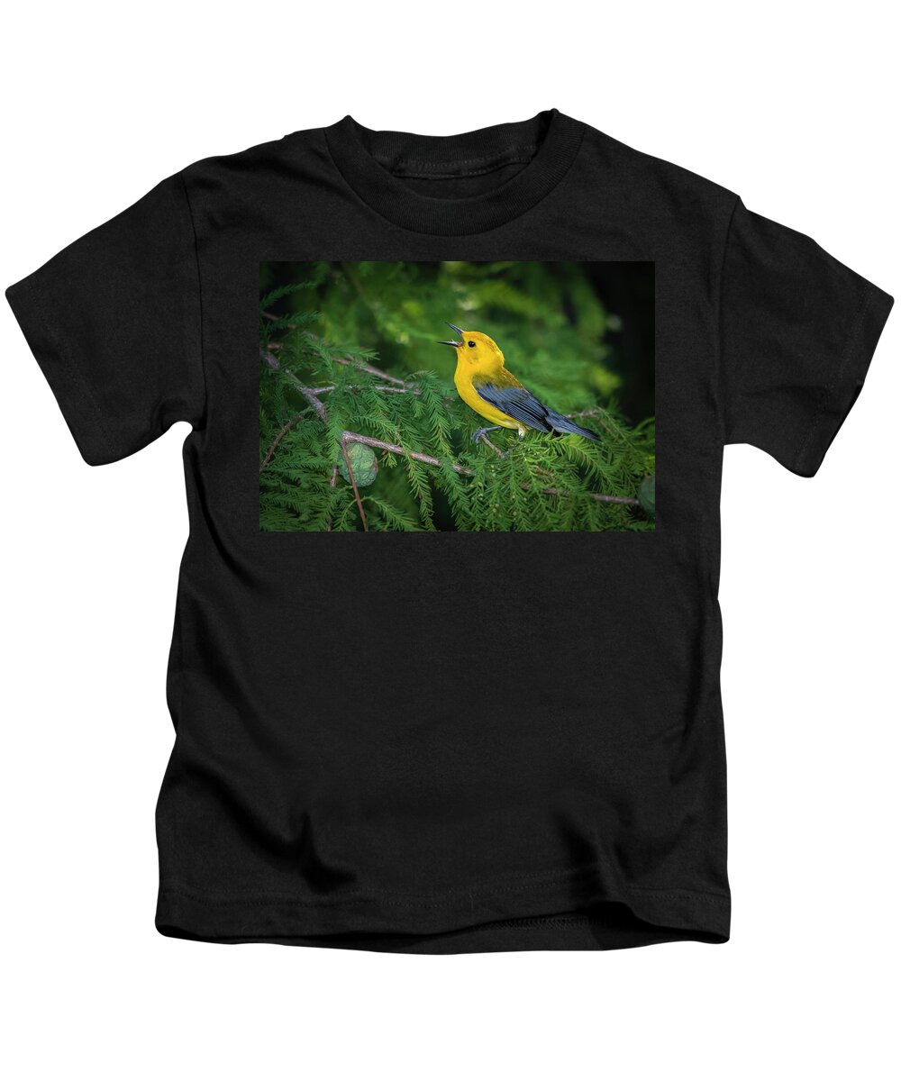 Nature Kids T-Shirt featuring the photograph Prothonatory Warbler 9809 by Donald Brown