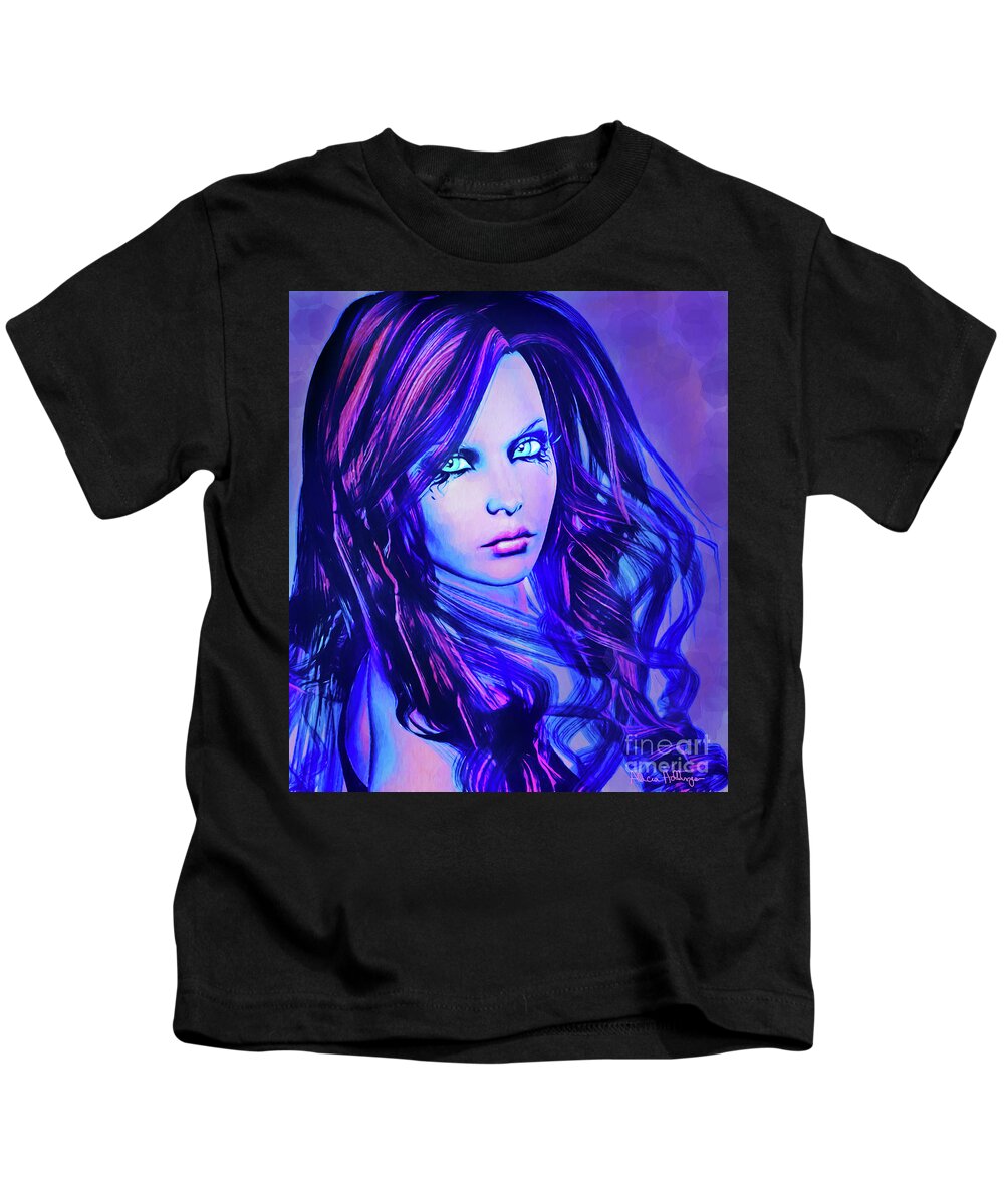 Purple Kids T-Shirt featuring the digital art Purple Blue Portrait by Alicia Hollinger