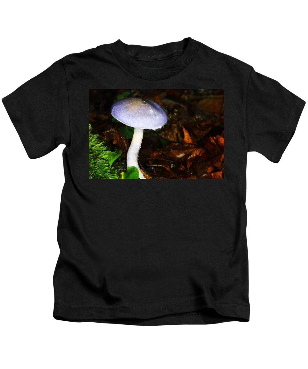 Russula Cyanoxantha Kids T-Shirt featuring the photograph Purple Mushroom Russula Cyanoxantha by Andrew Pacheco