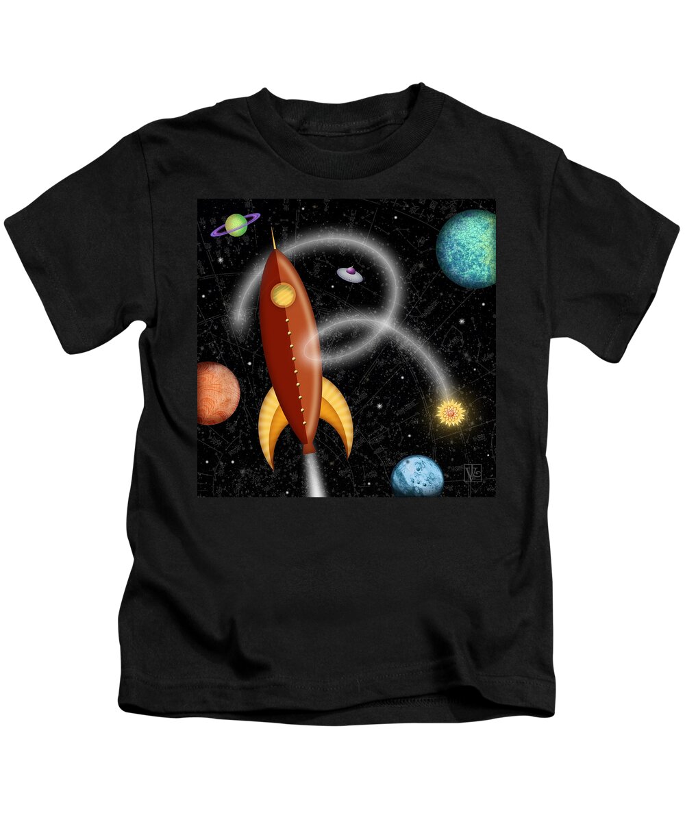 Rocket Kids T-Shirt featuring the digital art R is for Rocket by Valerie Drake Lesiak